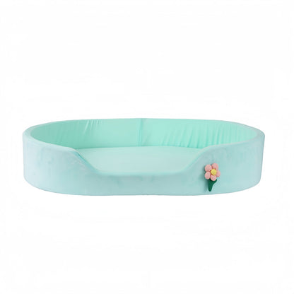 Cooling Dog Bed for Small & Medium Dogs, Oval Bolster Dog Bed with Removable Cushion