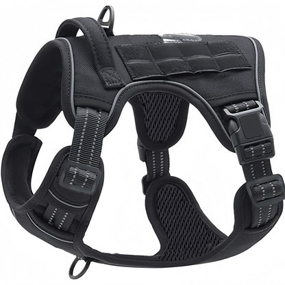 No Pull Tactical Dog Harness with Handle, Adjustable Reflective Pet Harness for Medium & Large Dogs Training Walking
