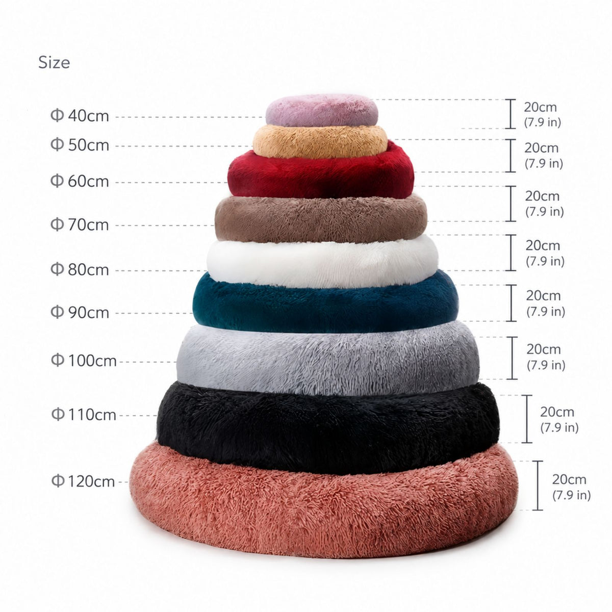 Long Plush Donut Pet Bed, Soft Round Bed for Cats and Dogs, Cozy Nest Style Pet Bed