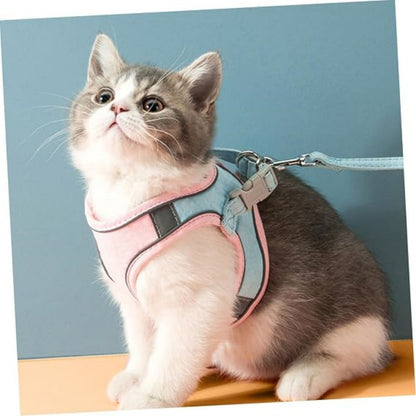 Escape Proof Cat Harness and Leash Set, Adjustable Reflective Walking Harness for Cats & Small Dogs
