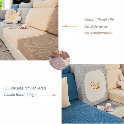 Stretch Couch Cushion Covers for Sectional Sofas, Washable Sofa Seat Covers with 360° Full Wrap Design