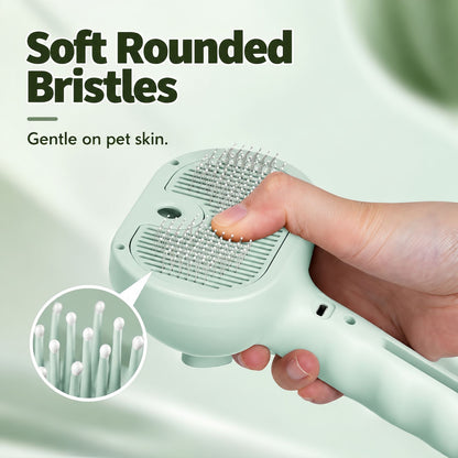 3-in-1 Pet Steam Brush for Cats and Dogs, Self Cleaning Spray Grooming Brush for Pet Hair Removal