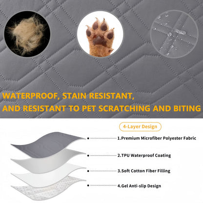 Waterproof Recliner Sofa Cover, Quilted Non-Slip Furniture Protector for Pets