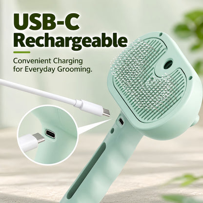 3-in-1 Pet Steam Brush for Cats and Dogs, Self Cleaning Spray Grooming Brush for Pet Hair Removal