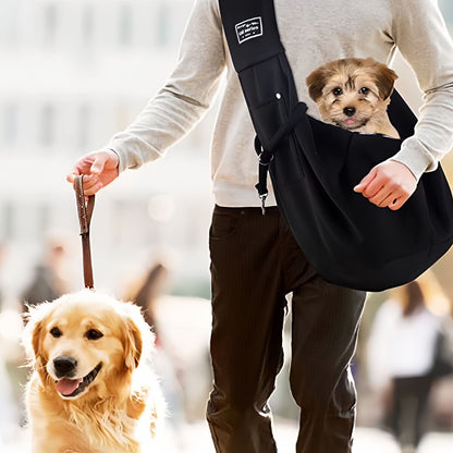 Dog Sling Carrier for Small Dogs & Cats, Crossbody Pet Sling Bag with Safety Leash