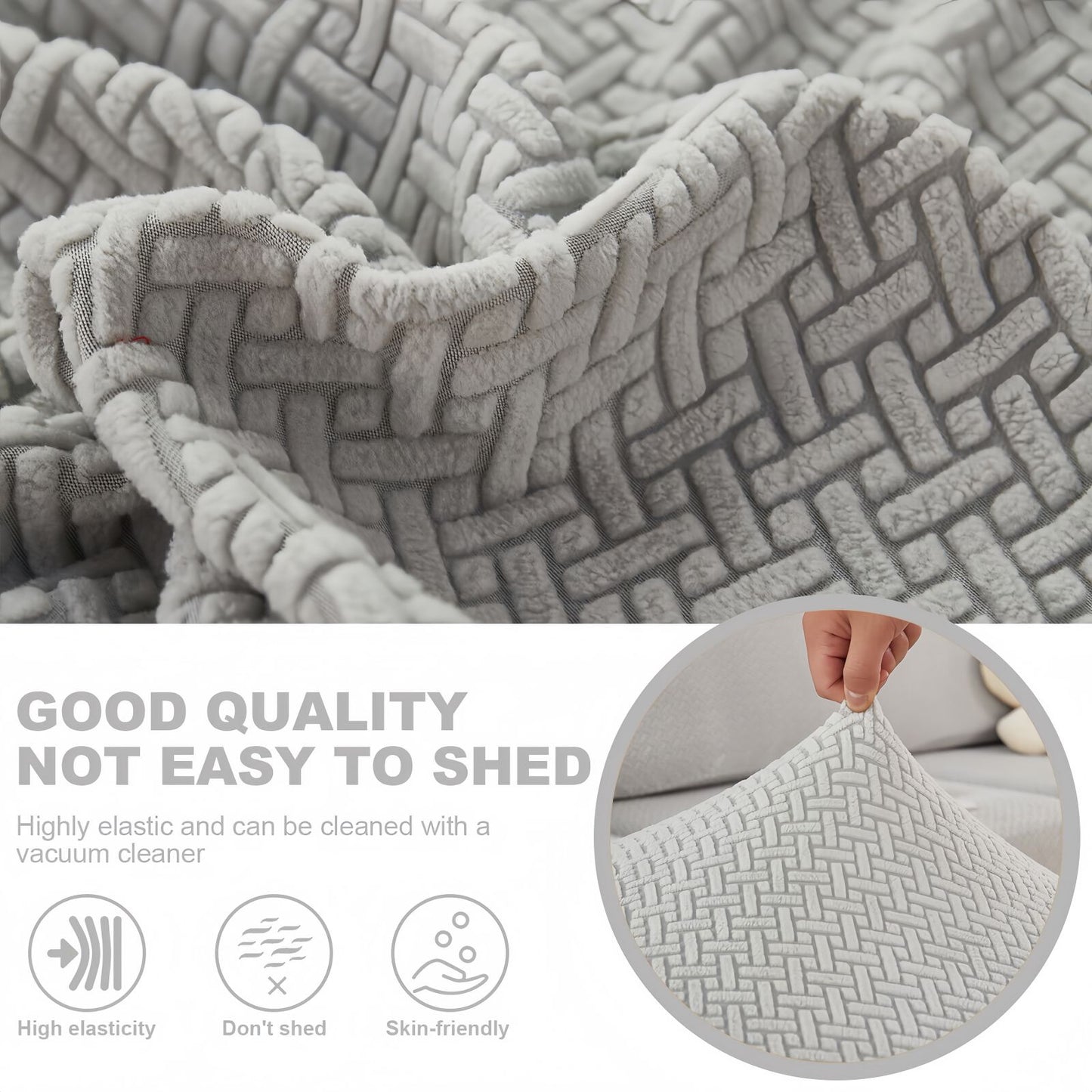 Stretch Couch Cushion Covers for Sectional Sofas, Washable Sofa Seat Covers with 360° Full Wrap Design