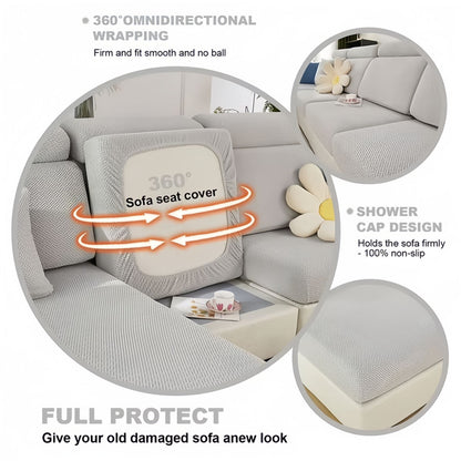 Stretch Couch Cushion Covers for Sectional Sofas, Washable Sofa Seat Covers with 360° Full Wrap Design