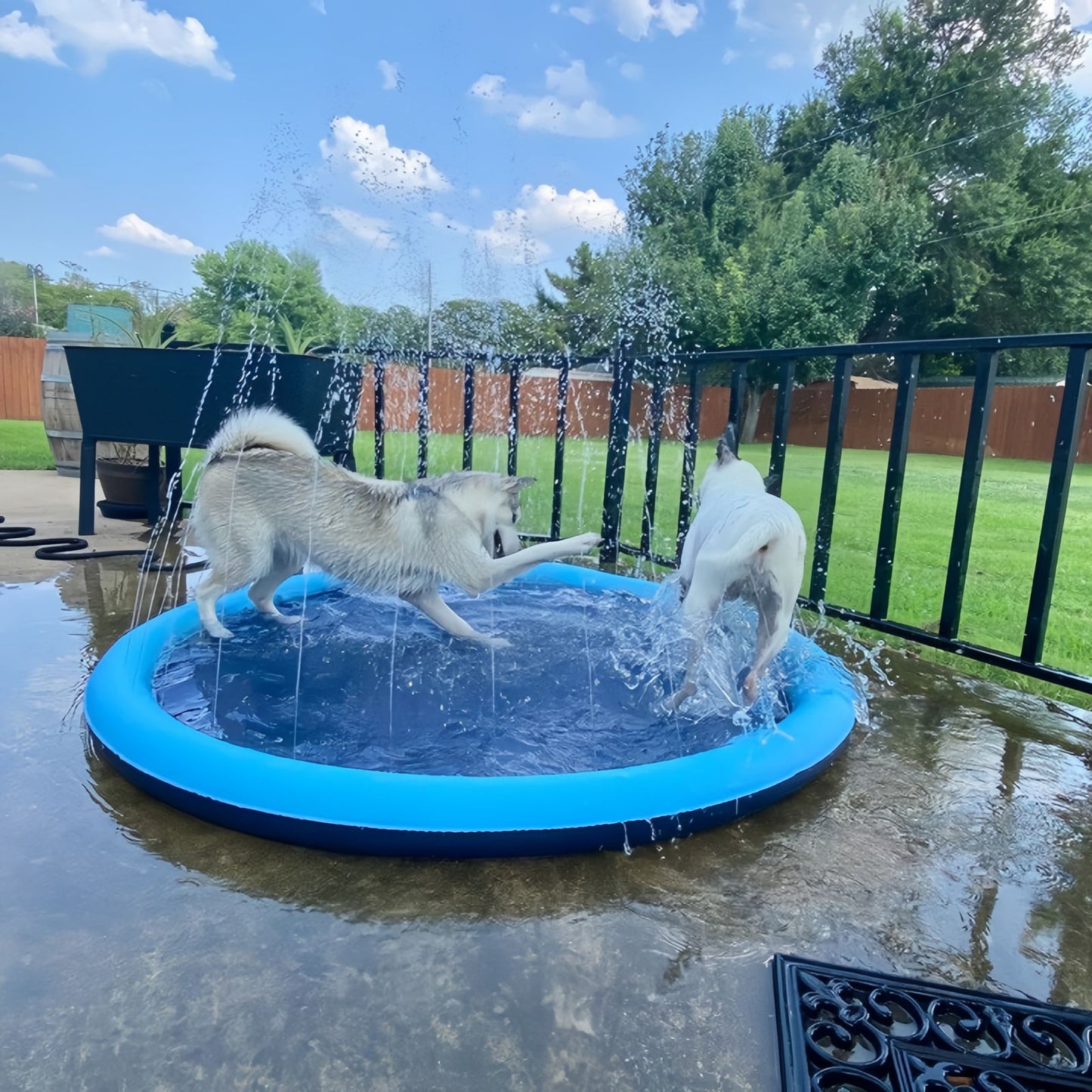 Dog Splash Pad with Sprinkler, Non-Slip Dog Sprinkler Pool for Summer Cooling