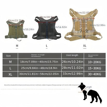 Tactical Dog Harness Collar and Leash Set with Handle, Heavy Duty Military Style Dog Vest for Medium to Large Dogs