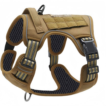 No Pull Tactical Dog Harness with Handle, Adjustable Reflective Pet Harness for Medium & Large Dogs Training Walking