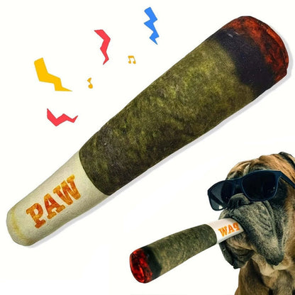 Funny Squeaky Cigar Dog Toy Plush Chew Toy for Small & Medium Dogs, Interactive Durable Dog Toy