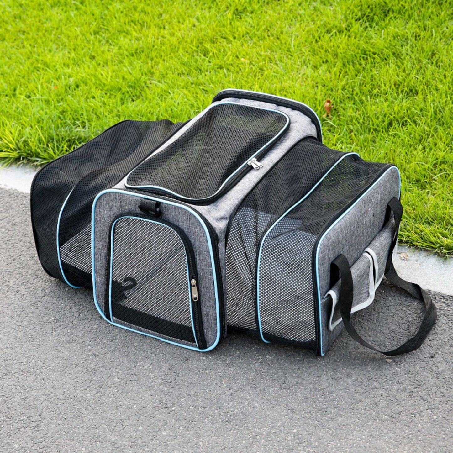 Expandable Cat Carrier Bag, Breathable Foldable Pet Carrier for Travel, Portable Cat Carrier with Shoulder Strap