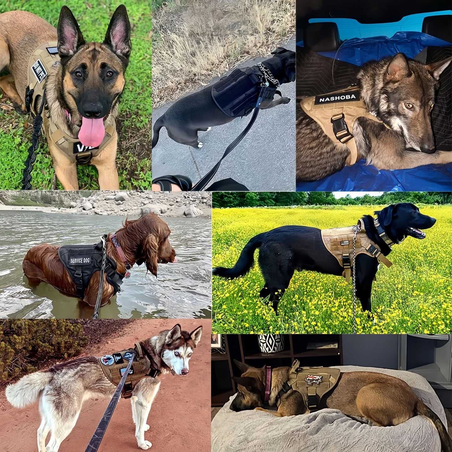 Tactical Dog Harness and Leash Set, No Pull Military Style Dog Harness with Handle