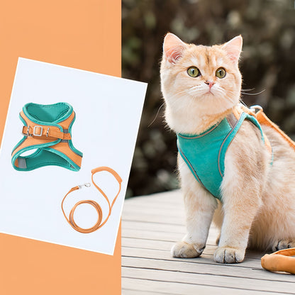Escape Proof Cat Harness and Leash Set, Adjustable Reflective Walking Harness for Cats & Small Dogs