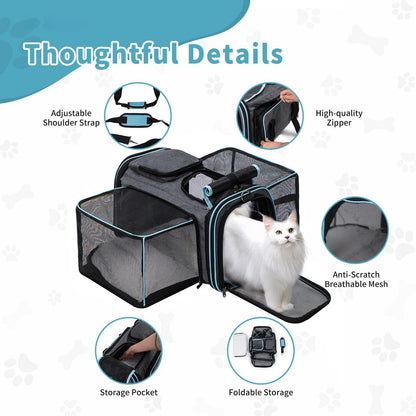 Expandable Airline Travel Pet Carrier for Cats & Small Dogs, Soft Sided Travel Bag for Car & Outdoor Use