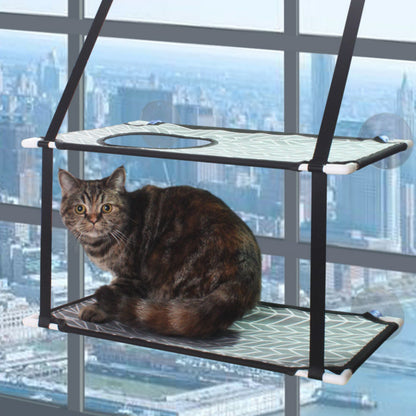 Double-Layer Hanging Cat Hammock Window Seat, Indoor Cat Perch Bed