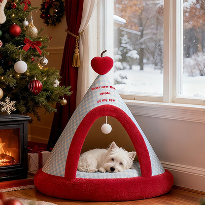 Christmas Dog Tent Bed and Cat Tent Bed, Tent Bed for Cats and Small Dogs