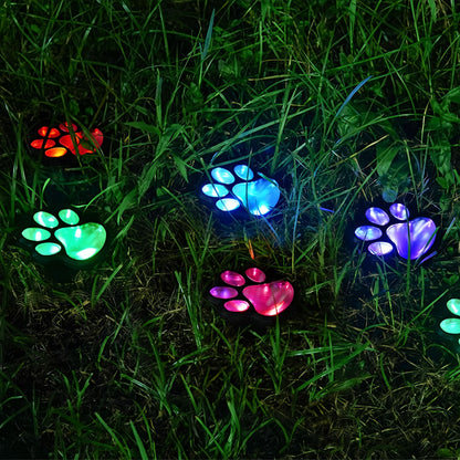 Solar Paw Lights Outdoor, Paw Print Garden Lights for Pathway, Lawn and Yard