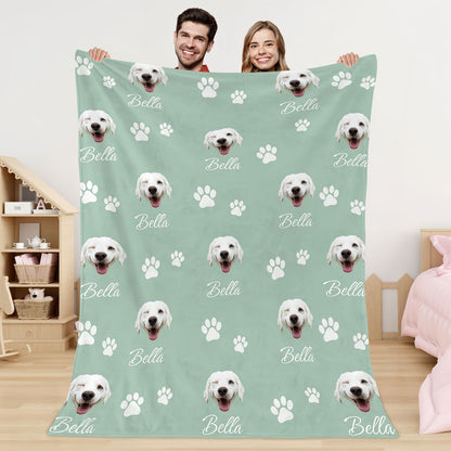 Personalized Pet Photo Blanket with Name, Custom Dog & Cat Picture Soft Throw Blanket Gift for Pet Lovers