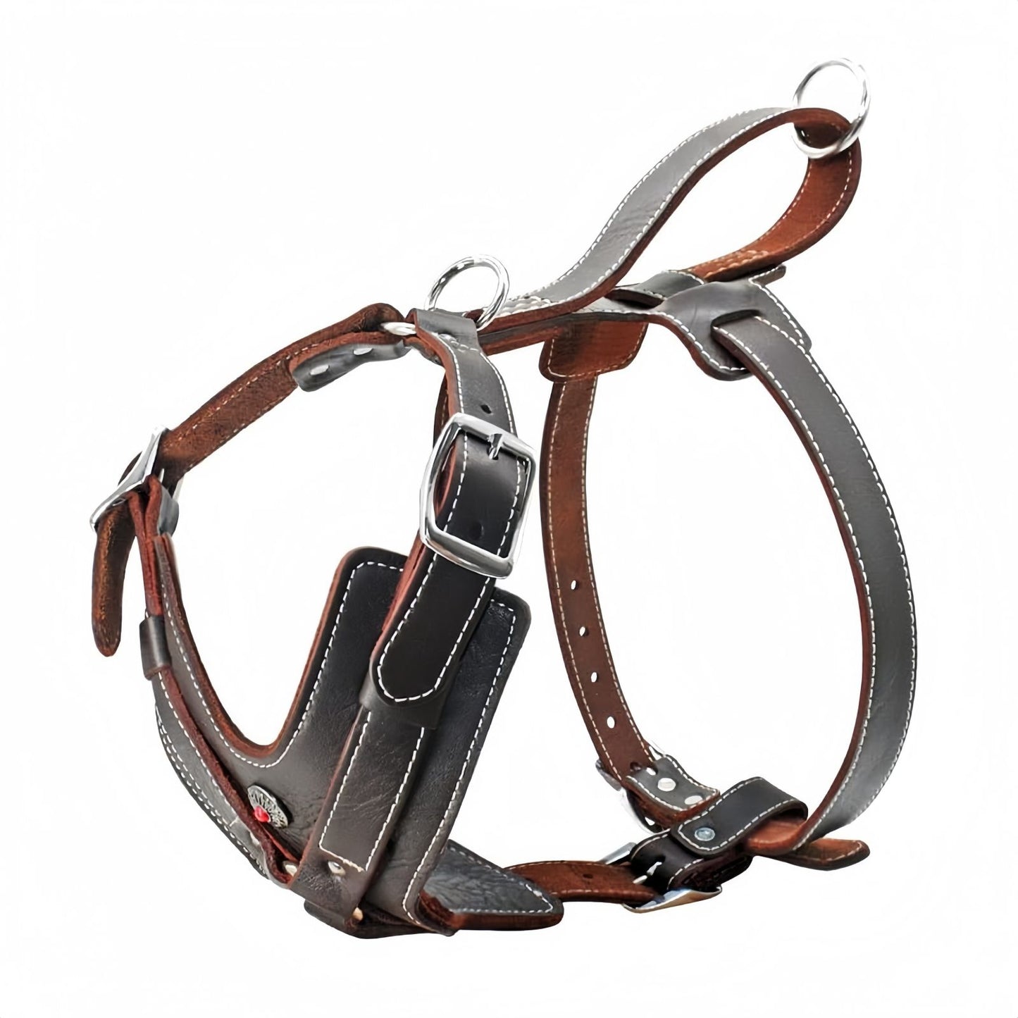 Leather Dog Harness with Handle, Heavy Duty Adjustable Training Dog Harness for Medium to Large Dogs