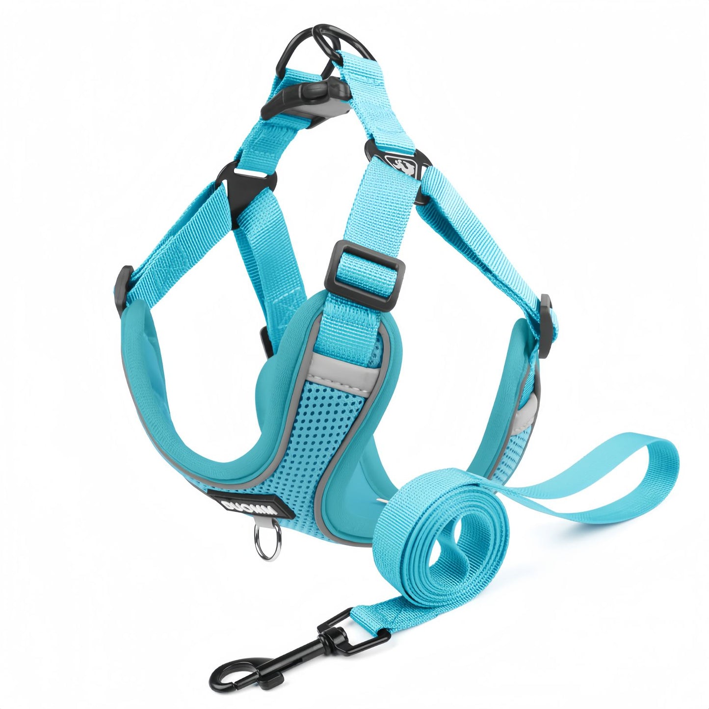 Breathable Frenchie Dog Harness with Leash, Reflective Adjustable Dog Harness Vest for Small Dogs & Cats