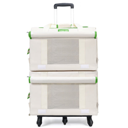 Double Layer Rolling Cat Carrier with Wheels, Telescopic Handle Pet Carrier