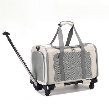 Dog Carrier with Wheels, Rolling Pet Carrier for Travel with Telescopic Handle