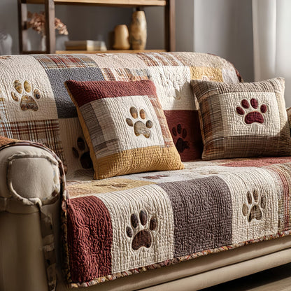 Pet Paw Quilted Sofa Cover, Couch Protector for Dogs and Cats, Washable Furniture Cover
