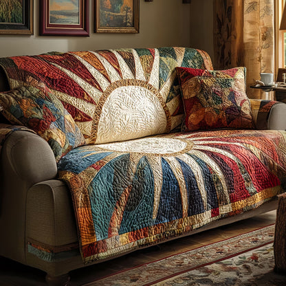 Sunshine Quilted Sofa Cover, Colorful Couch Throw Blanket