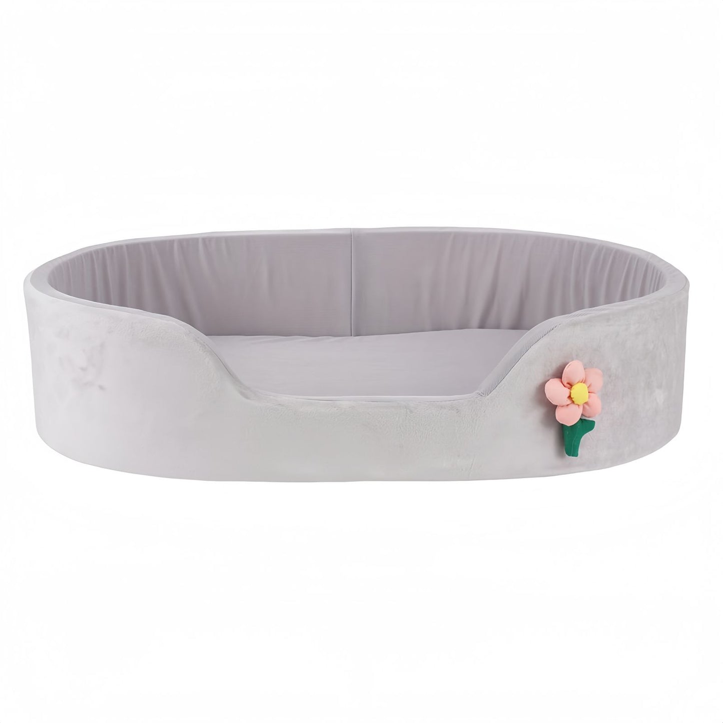 Cooling Dog Bed for Small & Medium Dogs, Oval Bolster Dog Bed with Removable Cushion