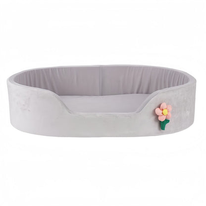 Cooling Dog Bed for Small & Medium Dogs, Oval Bolster Dog Bed with Removable Cushion