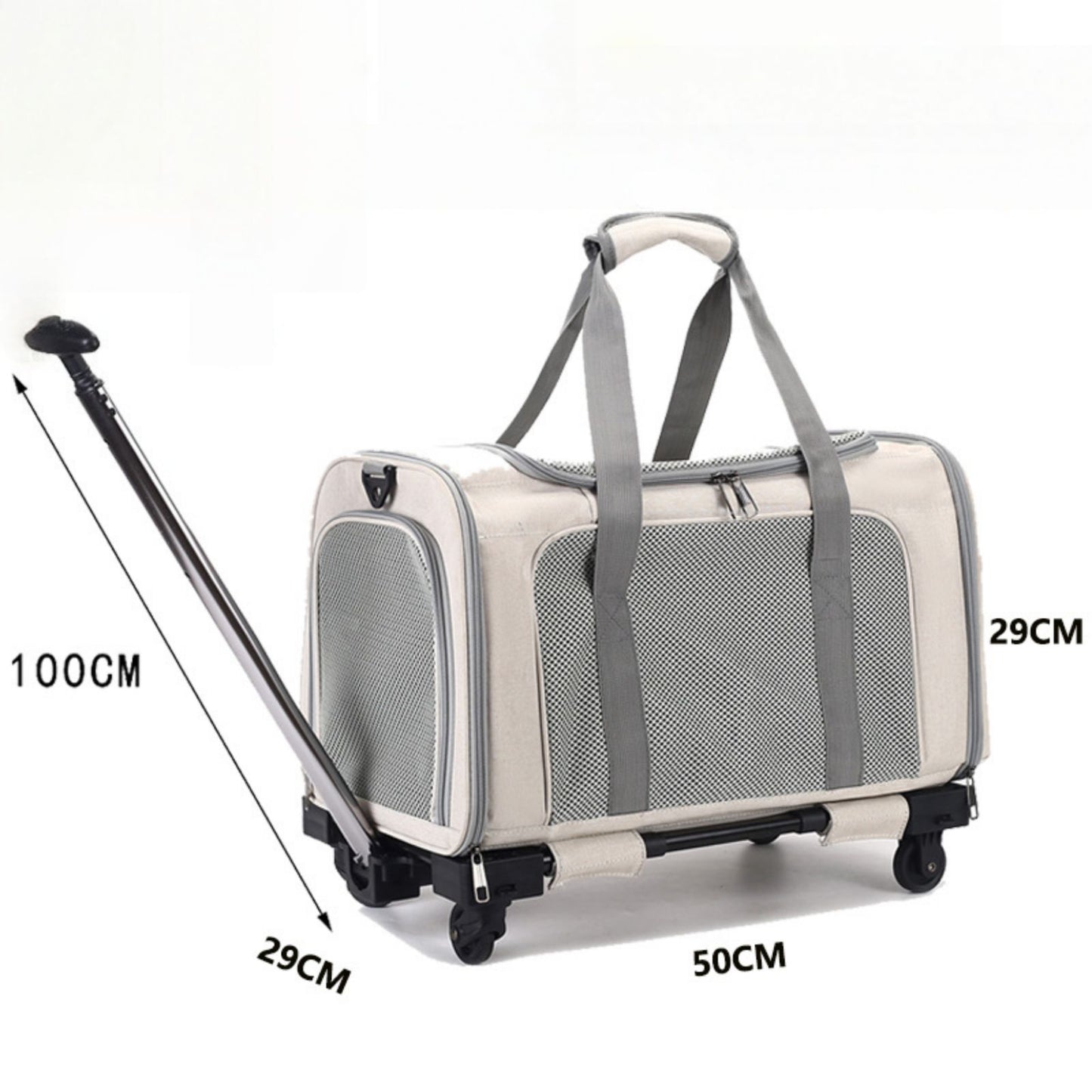 Dog Carrier with Wheels, Rolling Pet Carrier for Travel with Telescopic Handle