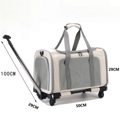 Dog Carrier with Wheels, Rolling Pet Carrier for Travel with Telescopic Handle