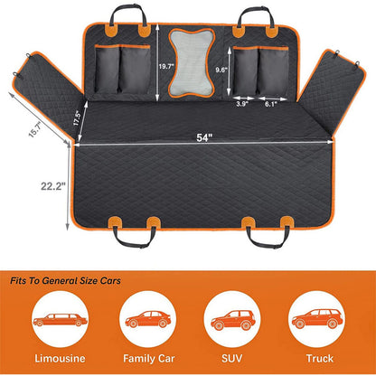 Waterproof Dog Car Seat Cover with Mesh Window, Full Coverage Dog Hammock Seat Protector with Side Flaps & Cargo Liner Function