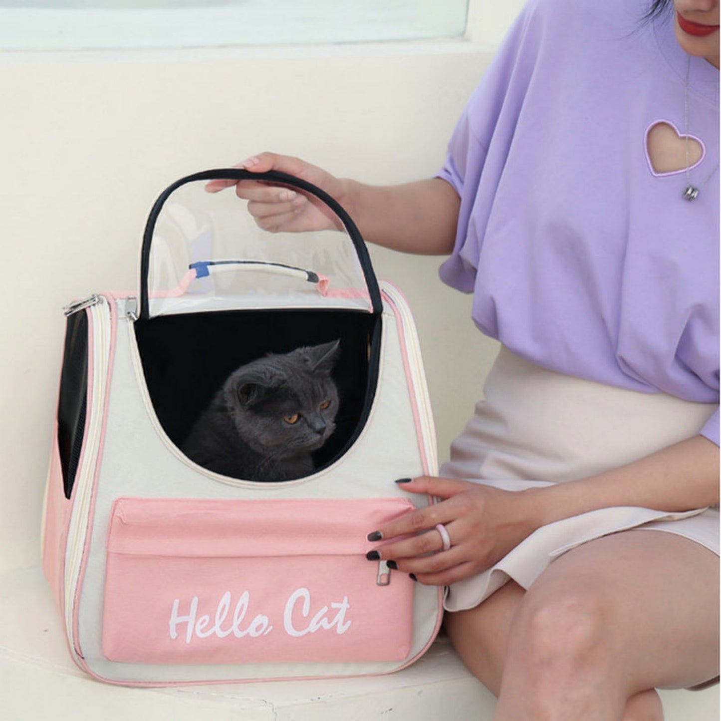 Cat Backpack Carrier with Clear Window, Breathable Pet Travel Backpack for Cats