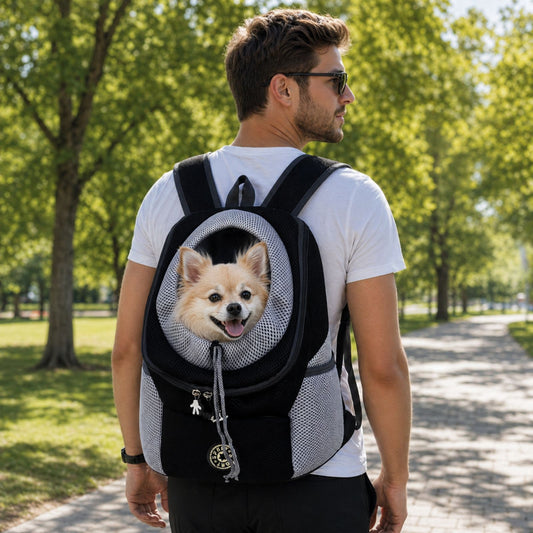 Travel Dog Carrier Backpack for Small Dogs & Cats, Breathable Mesh Pet Backpack Carrier with Head Out Design