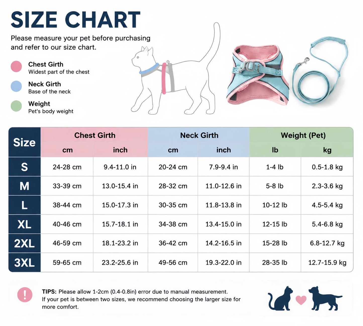 Escape Proof Cat Harness and Leash Set, Adjustable Reflective Walking Harness for Cats & Small Dogs