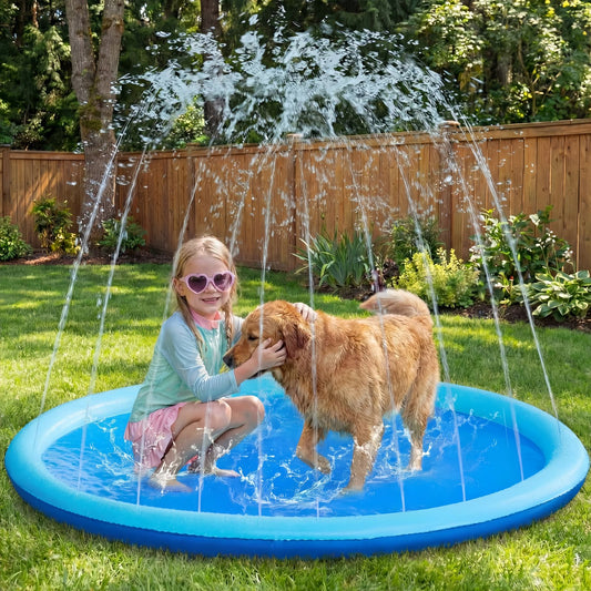 Dog Splash Pad with Sprinkler, Non-Slip Dog Sprinkler Pool for Summer Cooling