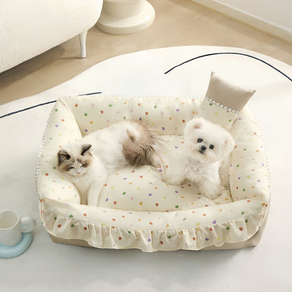 Soft INS Style Bolster Dog and Cat Bed, Rectangle Dog Bed for Small Dogs and Cats