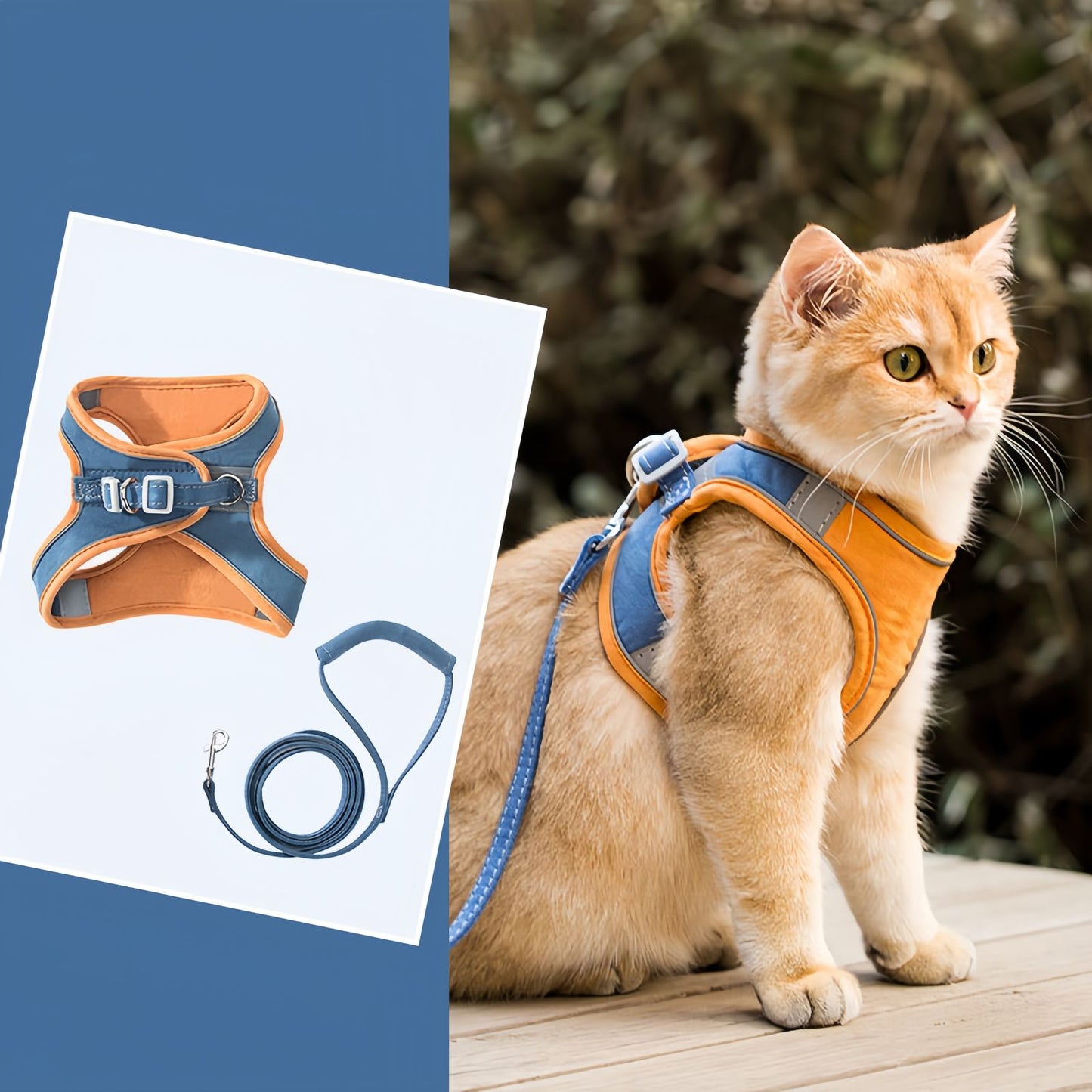 Escape Proof Cat Harness and Leash Set, Adjustable Reflective Walking Harness for Cats & Small Dogs