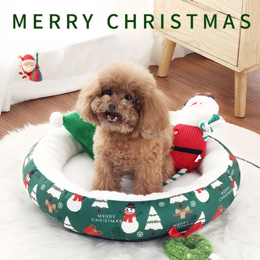 Plush Christmas Pet Bed for Cats and Small Dogs