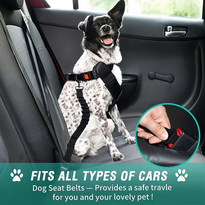 Seat Belt for Dogs with Elastic Bungee, Adjustable Dog Car Seat Belt with Swivel Hook for Safe Travel