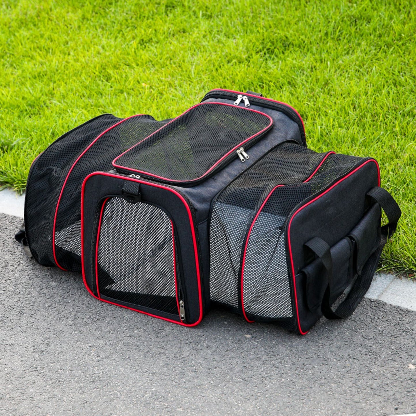 Expandable Cat Carrier Bag, Breathable Foldable Pet Carrier for Travel, Portable Cat Carrier with Shoulder Strap