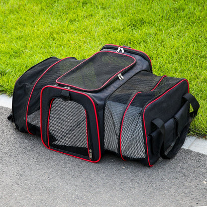 Expandable Cat Carrier Bag, Breathable Foldable Pet Carrier for Travel, Portable Cat Carrier with Shoulder Strap