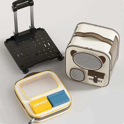Cat Carrier with Wheels and Handle, Rolling Cat Carrier Backpack for Travel