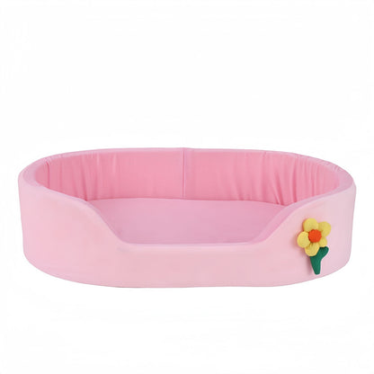 Cooling Dog Bed for Small & Medium Dogs, Oval Bolster Dog Bed with Removable Cushion