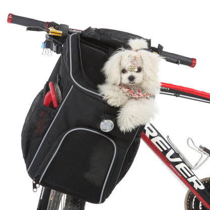 Dog Bike Backpack, 3-in-1 Bicycle Dog Backpack Carrier with Breathable Mesh & Handlebar Mount for Cycling, Travel & Outdoor Adventures