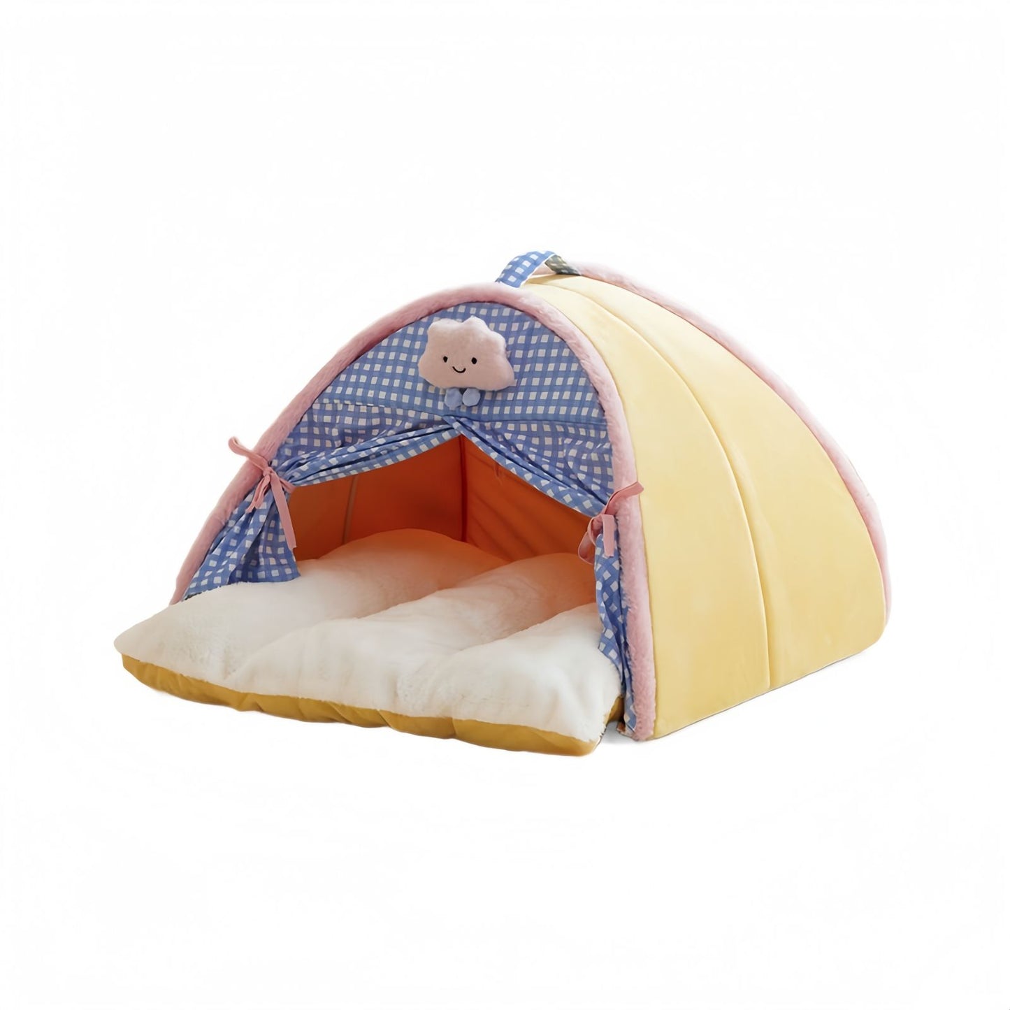 Cat Tent Bed and Dog Bed, Semi Enclosed Cat Cave Bed Cozy Plush Pet House