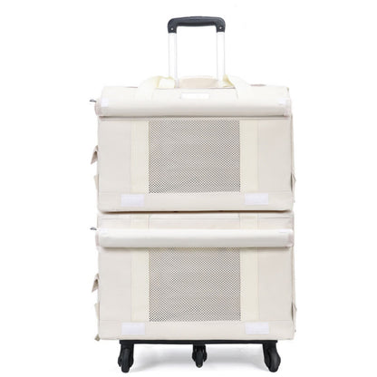 Double Layer Rolling Cat Carrier with Wheels, Telescopic Handle Pet Carrier