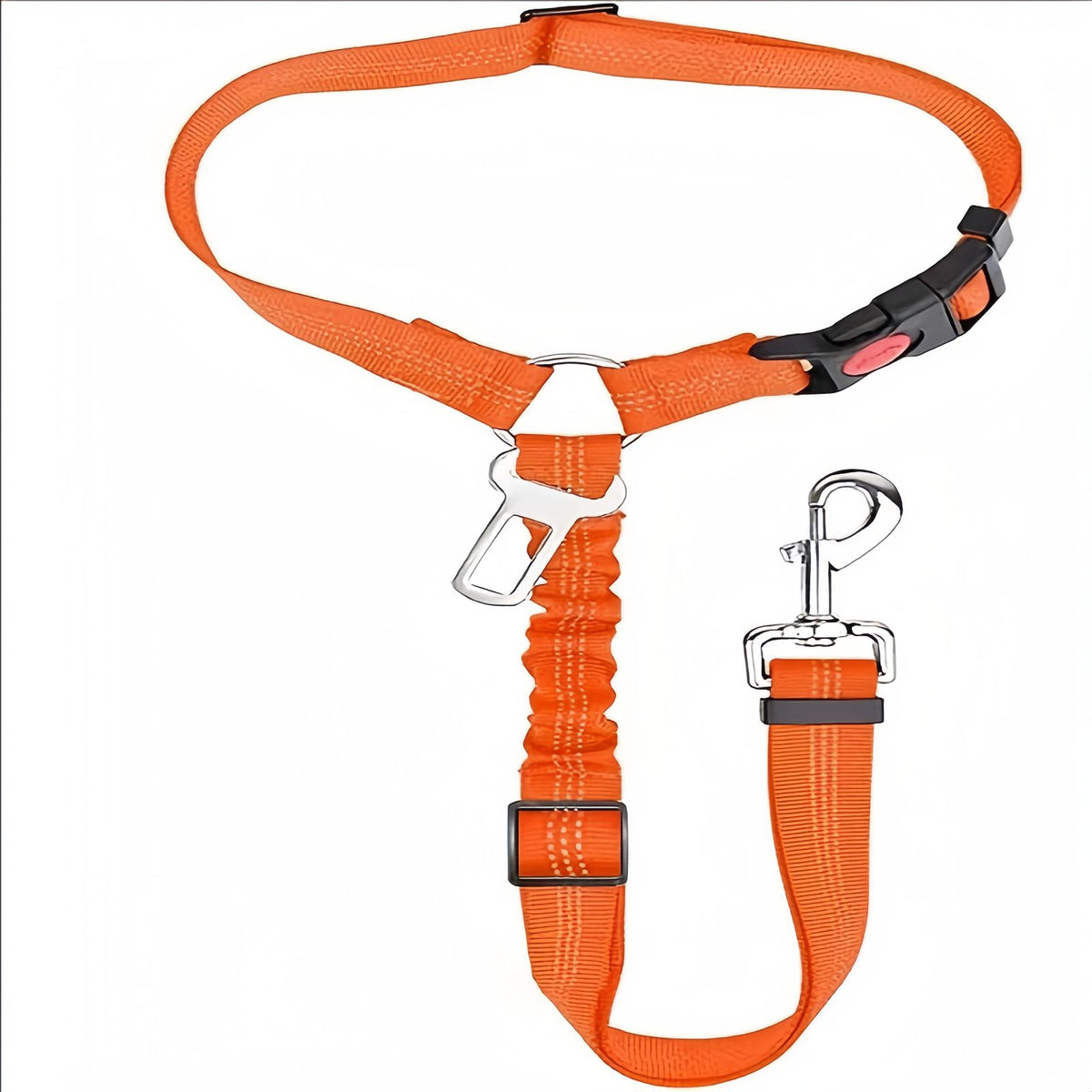 Dog Car Seat Belt with Elastic Bungee, Adjustable Safety Seat Belt for Dogs with Lockable Clip and 360° Swivel Hook